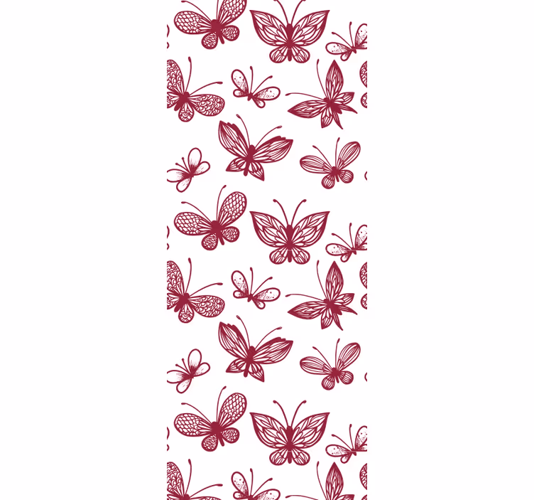 Papel tapiz mariposas patrón rosa volador - TenVinilo