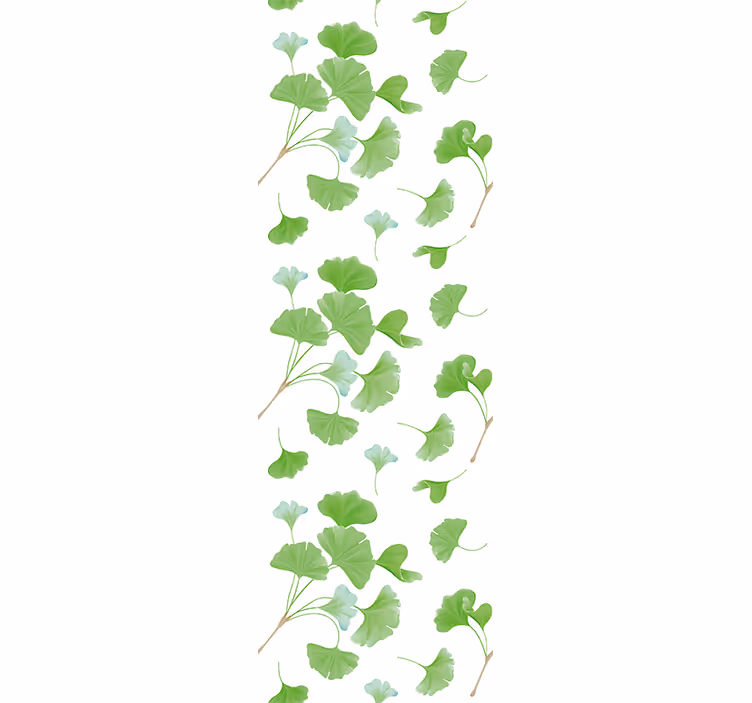 Papel pintado moderno Hojas de ginkgo pintadas al óleo - TenVinilo
