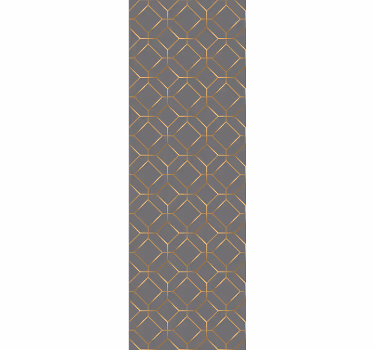 Papel pintado cuadros Hexágono geométrico gris y dorado - TenVinilo