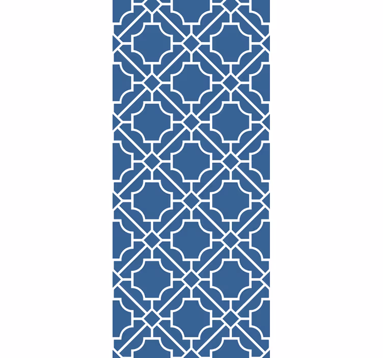 Papel pintado cuadros Celosía geométrica blanco / azul marino - TenVinilo