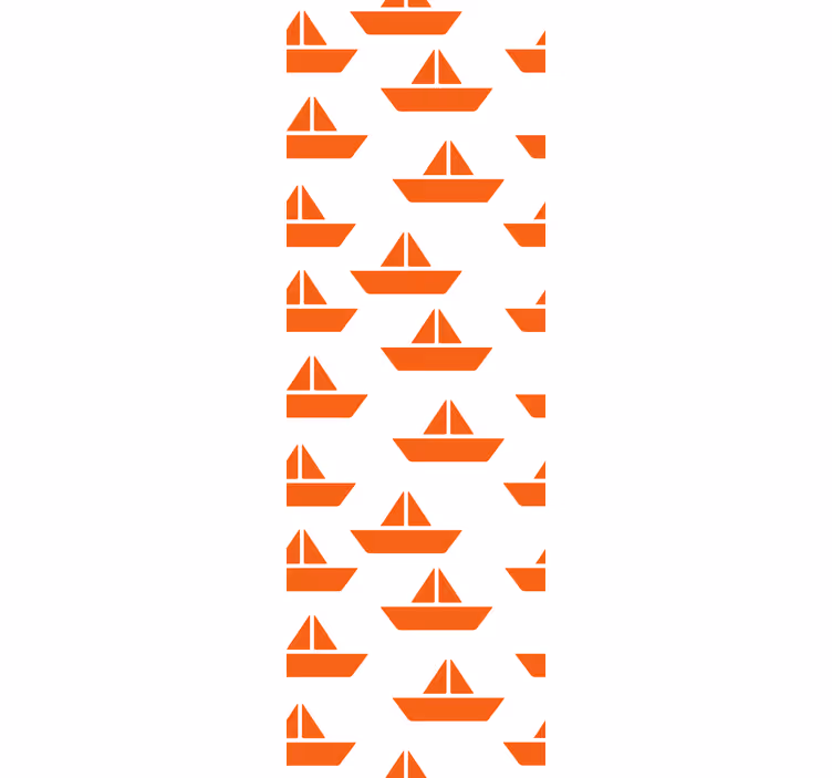 Papel pintado infantil Patrón de barco naranja - TenVinilo