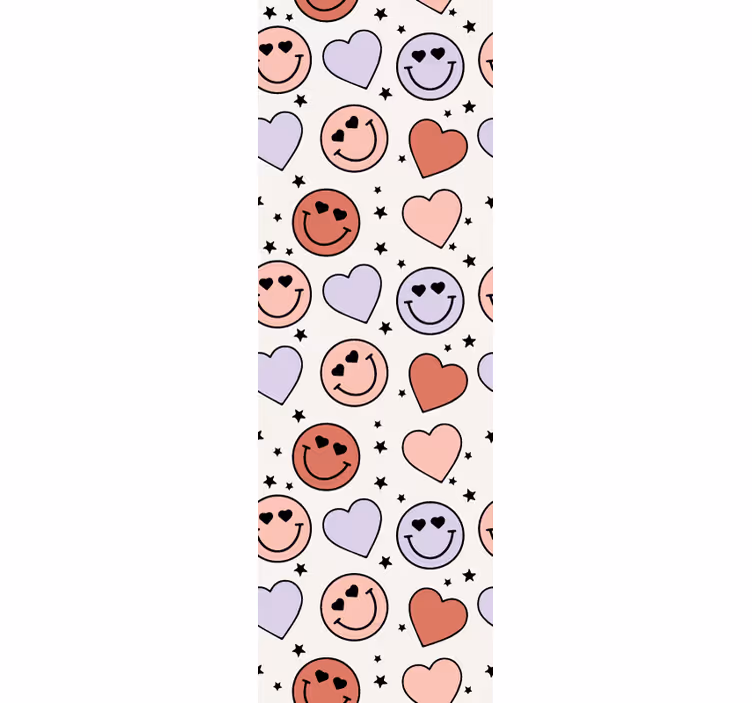 Papel decorativo juvenil caras sonrientes de amor y corazones - TenVinilo