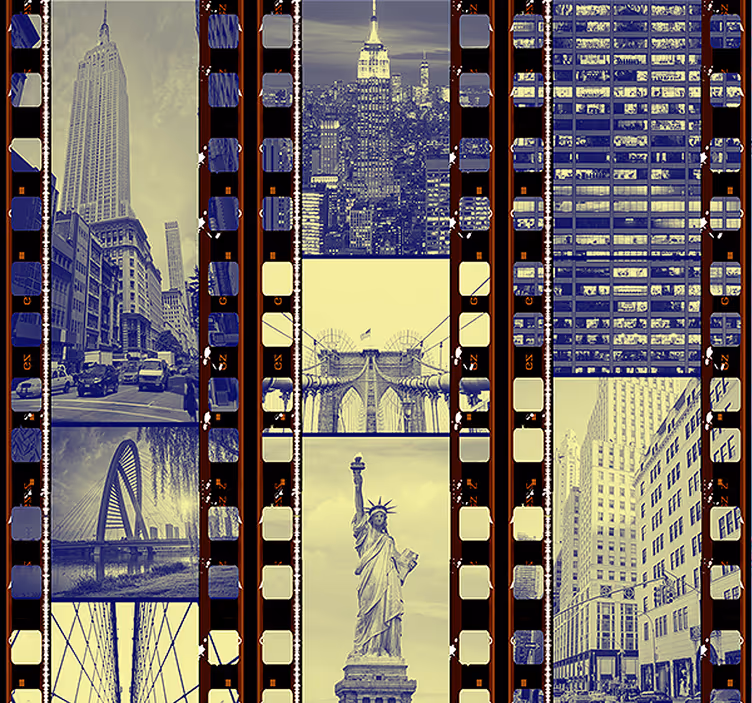 Papel tapiz ciudades panorama de tira de película urbana - TenVinilo