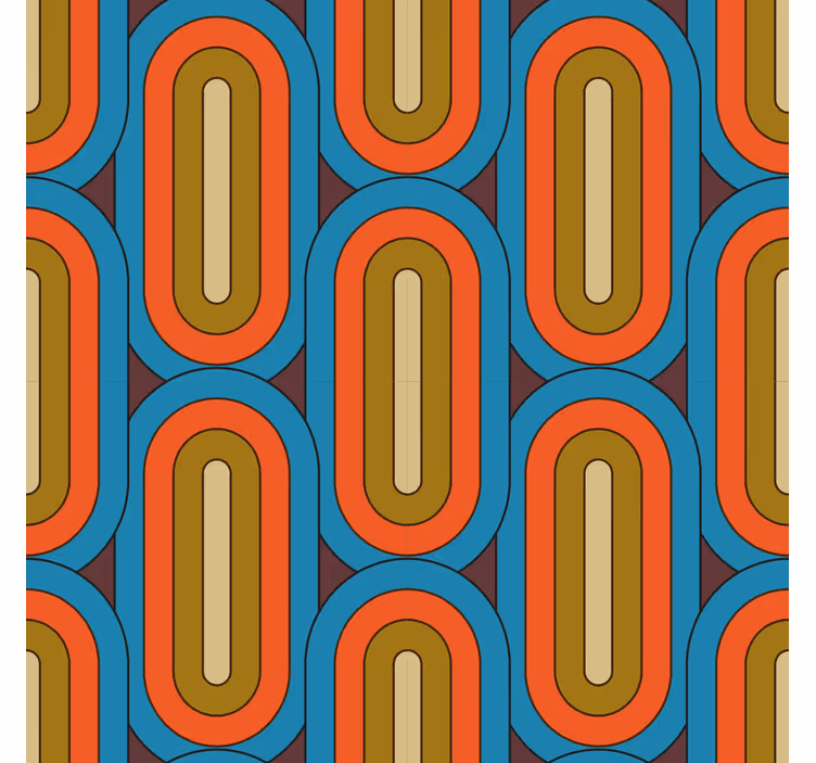 Papel de pared para salón azul redondeado retro - TenVinilo