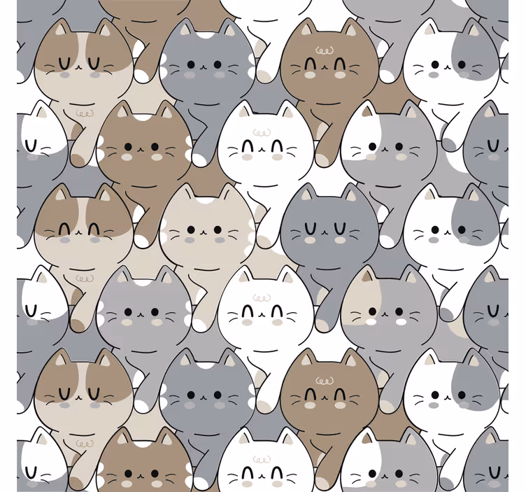 Papel habitación infantil ilustración de gatos - TenVinilo