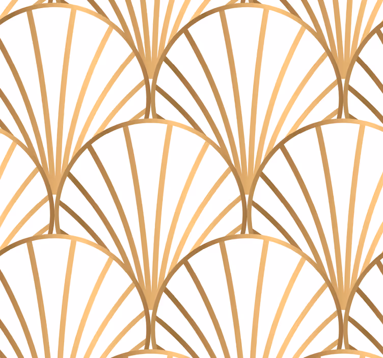 Papel dormitorio matrimonio art déco blanco y dorado - TenVinilo