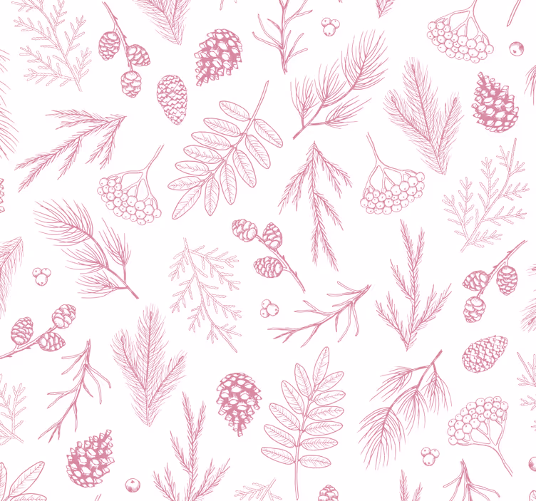 Papel tapiz hojas diseño con motivos florales - TenVinilo