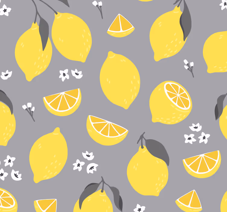 Papel tapiz cocina patrón de cítricos - TenVinilo