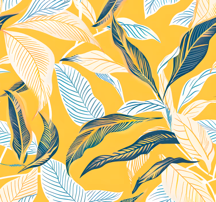 Papel tapiz amarillo flora mediterránea - TenVinilo