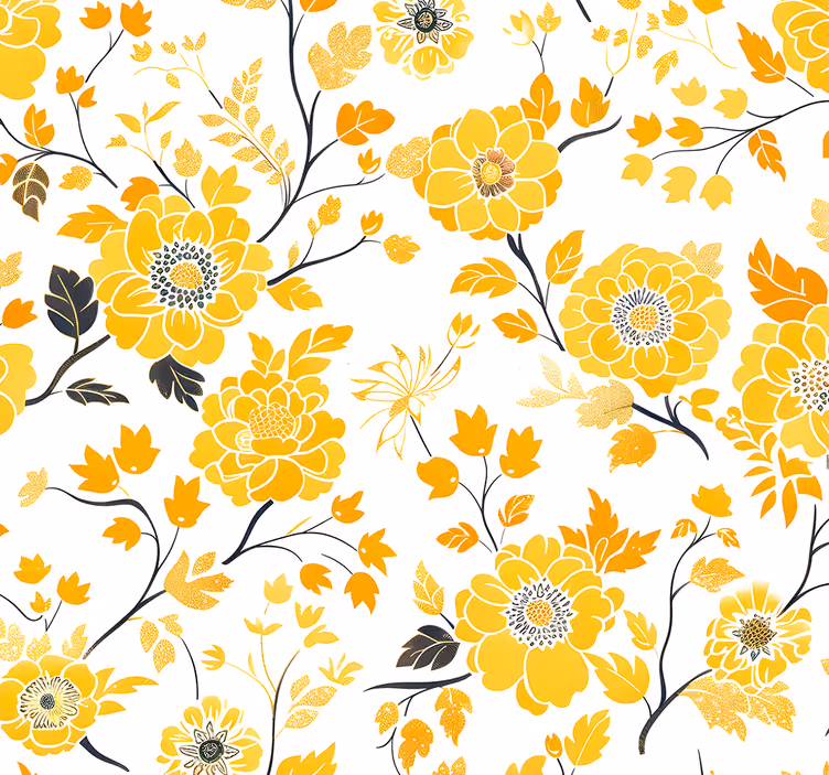 Papel tapiz amarillo estilo japonés - TenVinilo