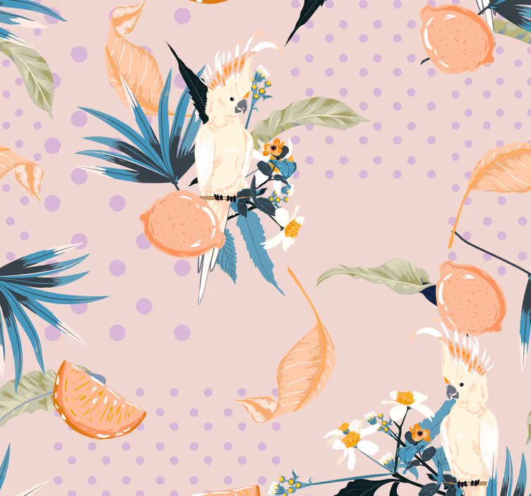 Papel tapiz selva motivo de cacatúa tropical - TenVinilo