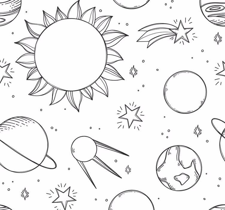 Papel tapiz infantil garabato espacial - TenVinilo