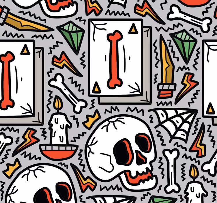 Papel tapiz juvenil grafiti de calavera - TenVinilo