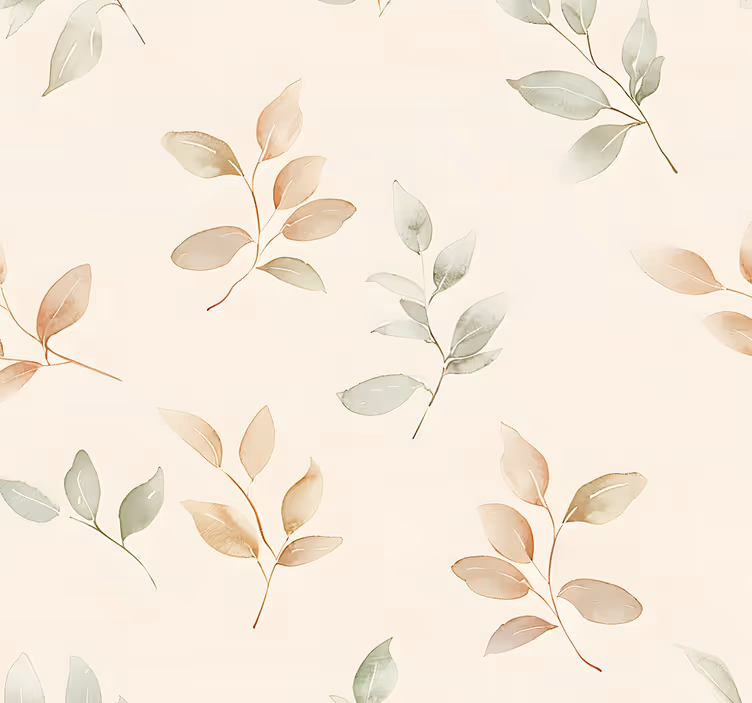 Papel tapiz entrada diseño de hojas beige - TenVinilo