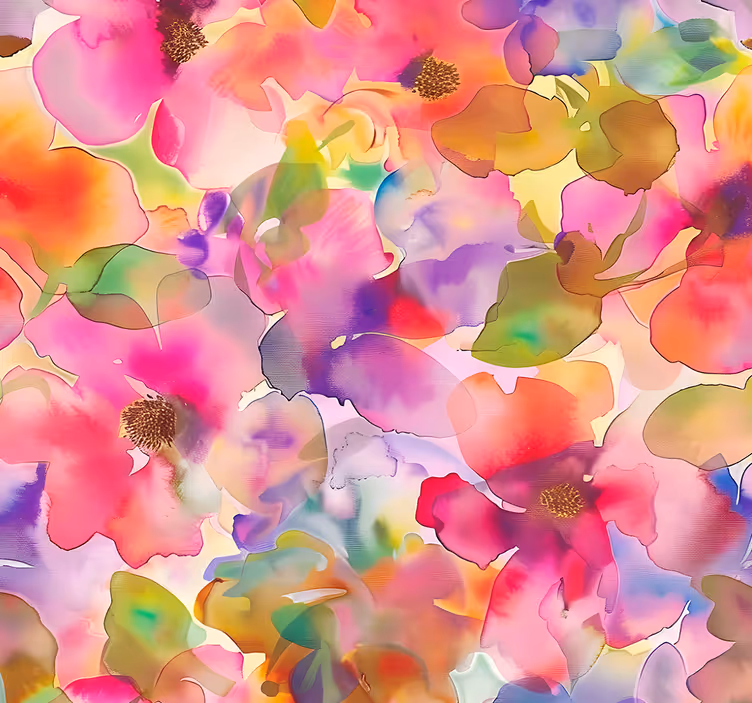 Papel tapiz entrada diseño de flores multicolores - TenVinilo