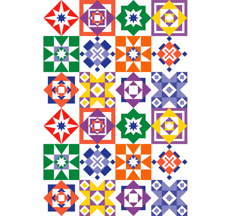Papel tapiz azulejos diseño multicolor - TenVinilo