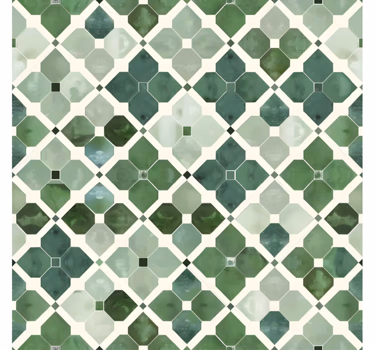 Papel tapiz azulejos patrón verde árabe - TenVinilo