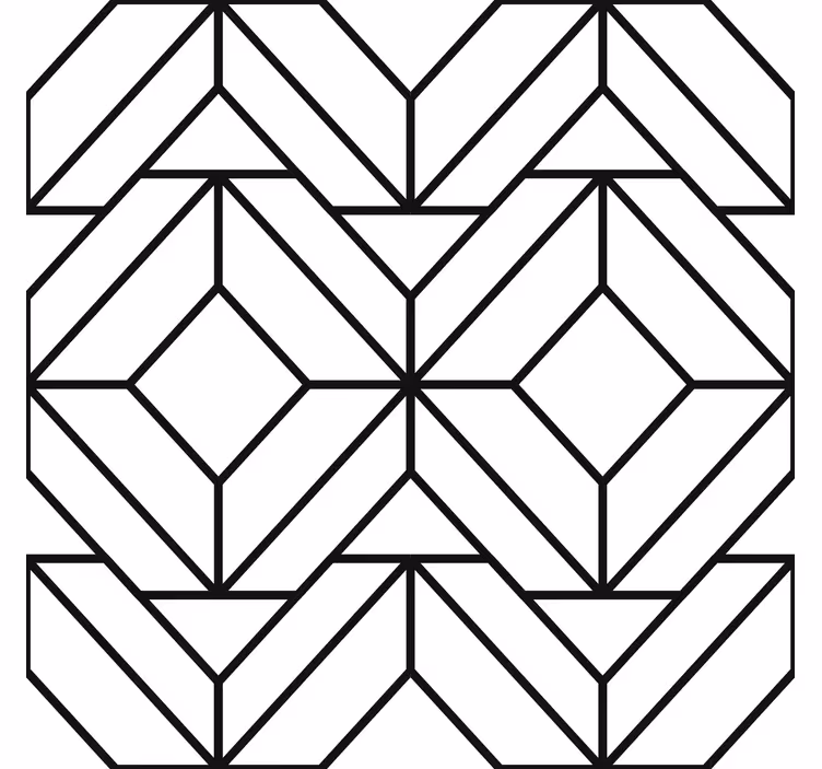 Papel tapiz moderno patrón geométrico blanco y negro - TenVinilo