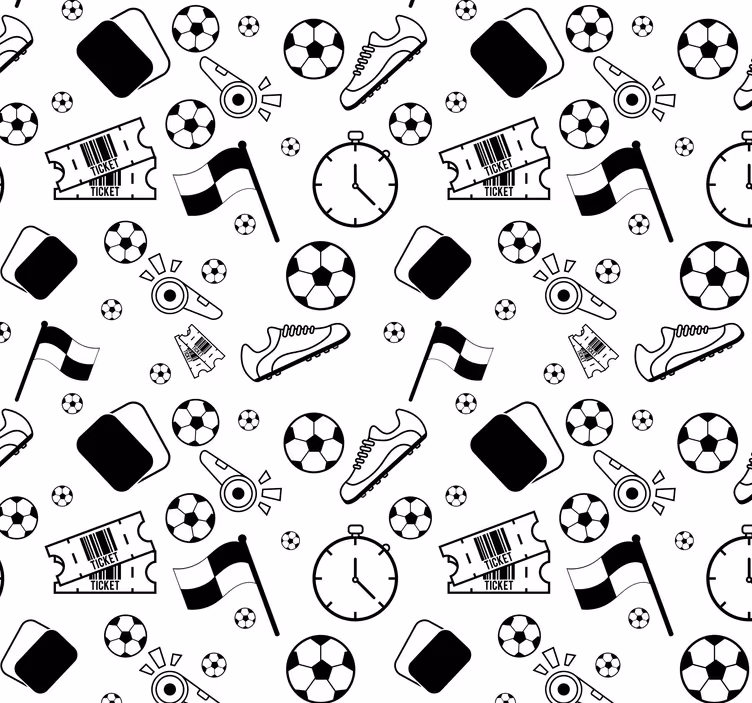 Papel pintado juvenil Patrón de lineart de fútbol - TenVinilo