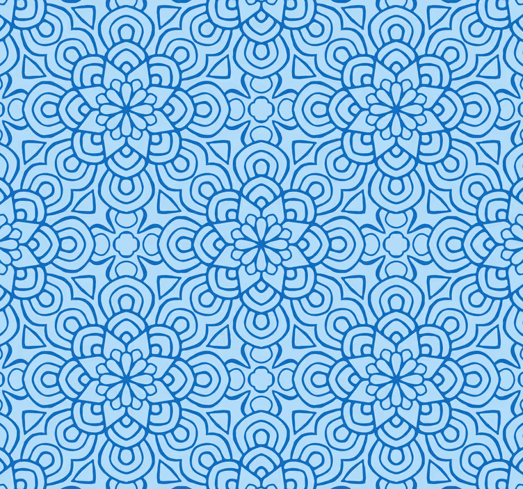 Papel pintado retro Flor mandala azul - TenVinilo