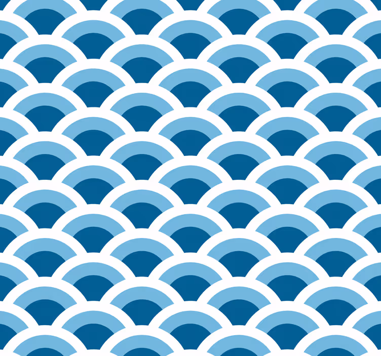 Papel pintado baño patrón escamas azules - TenVinilo