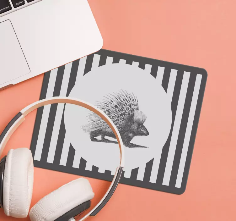 Alfombrilla ratón puercoespín blanco y negro - TenVinilo