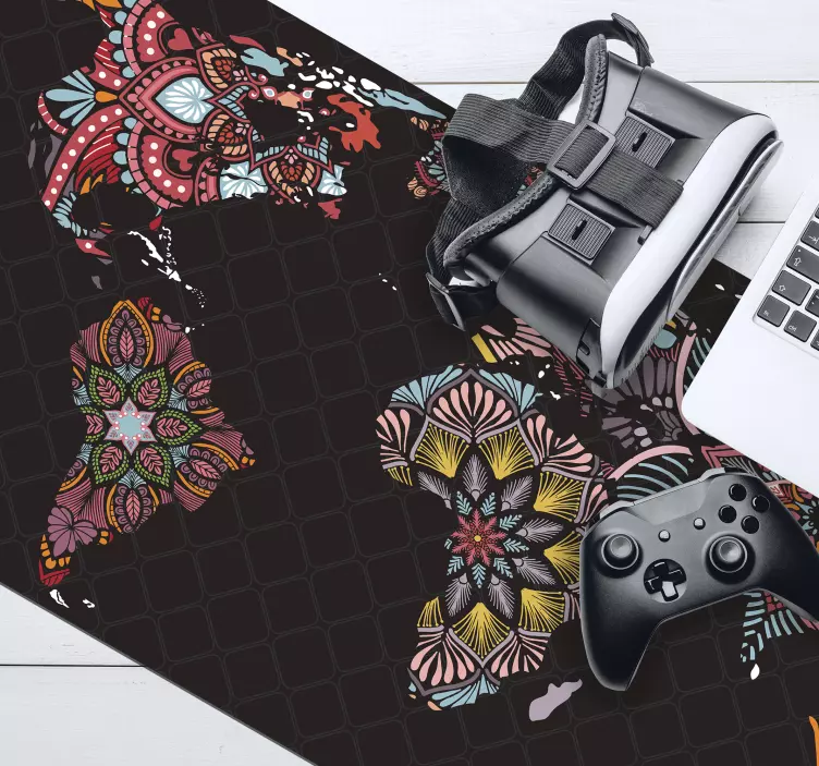 Alfombrilla ratón xxl mapamundi mandala - TenVinilo