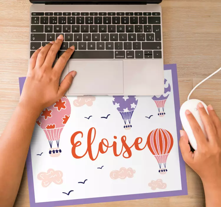 Alfombrilla ratón personalizable Globos rosados y morados - TenVinilo