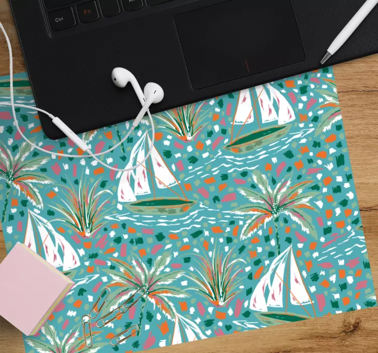 Alfombrilla ratón original Patrón de barcos de acuarela - TenVinilo
