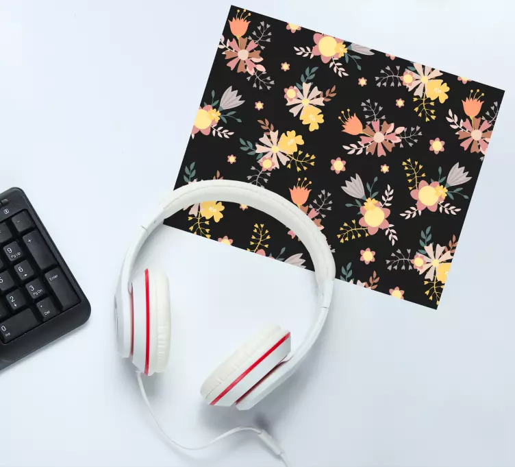 Alfombrilla ratón original Patrón de flor negra - TenVinilo