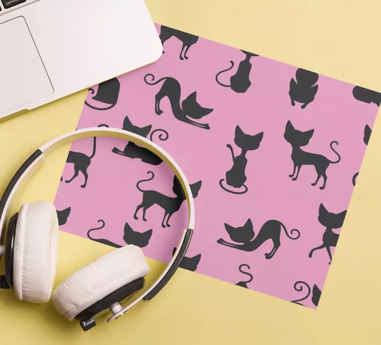 Gatos rosados y negros más alfombrillas de ratón - TenVinilo