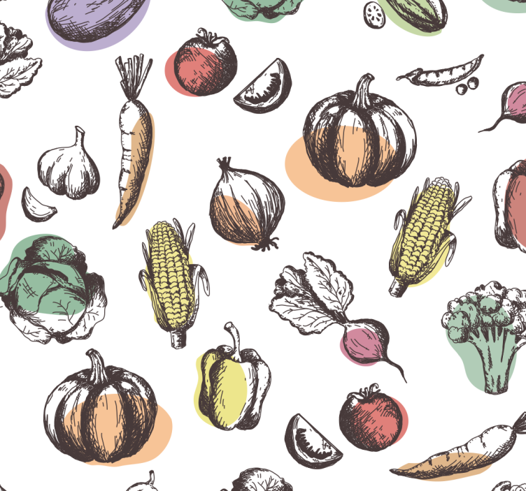 Cortina roller cocina patrón de ingredientes estilo retro - TenVinilo