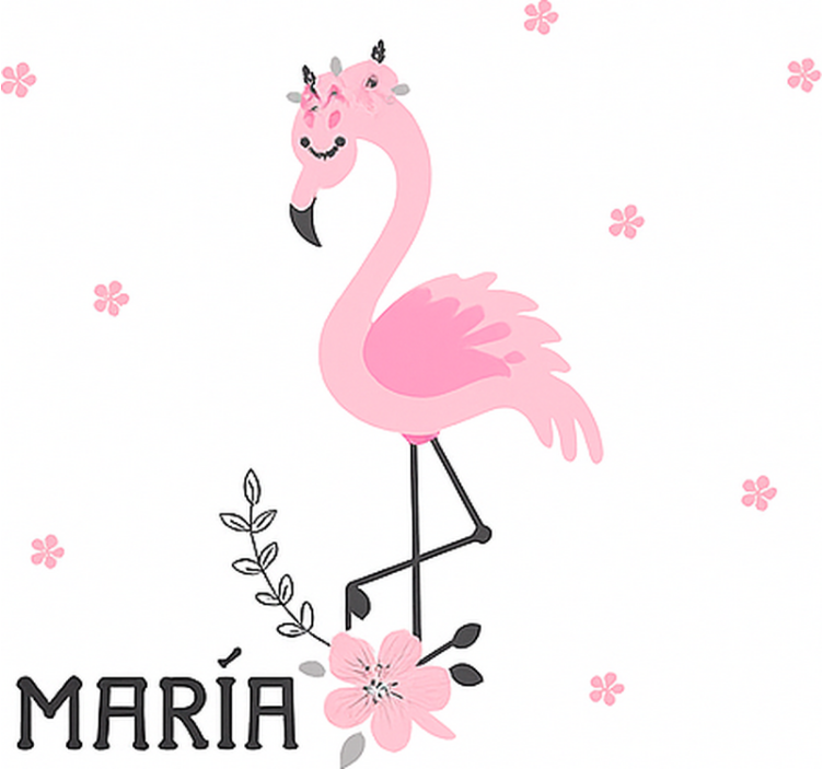 Cortina roller infantil flamenco rosa con nombre - TenVinilo