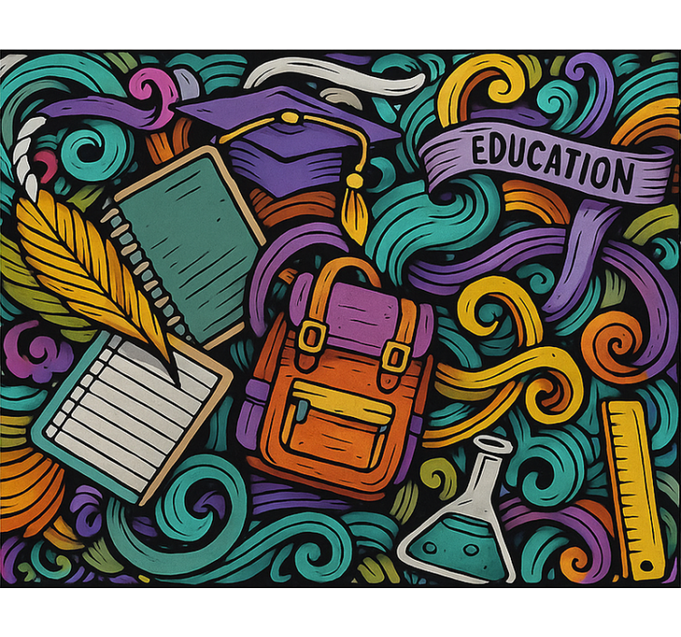 Cortina roller juvenil objetos abstractos coloridos - TenVinilo