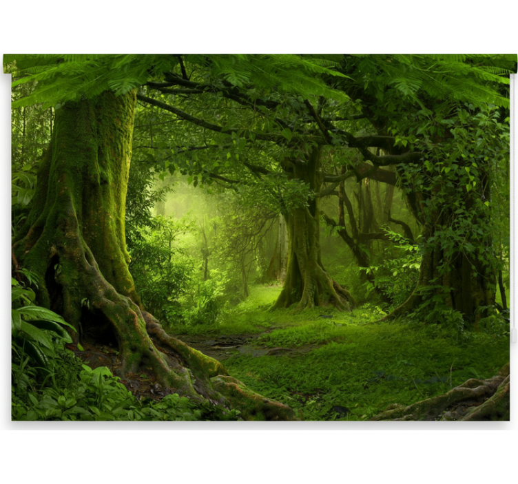 Cortina roller árboles escape a un bosque frondoso - TenVinilo