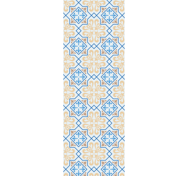 Cortina roller cocina patrón de azulejos azules - TenVinilo