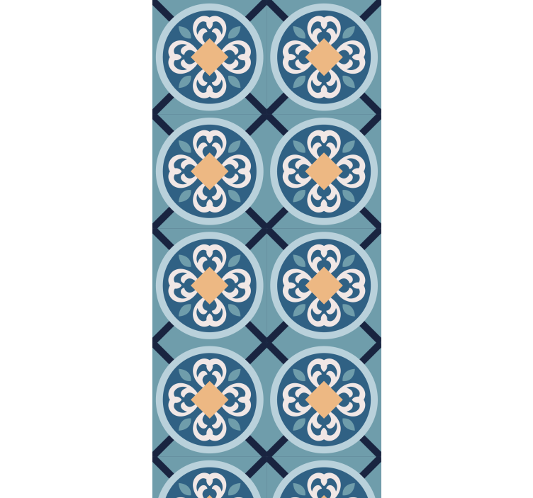 Cortina roller cocina azulejo portugués azul marino - TenVinilo