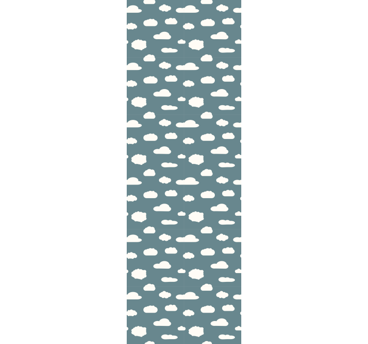 Cortina roller infantil patrón blanco sobre fondo azul - TenVinilo