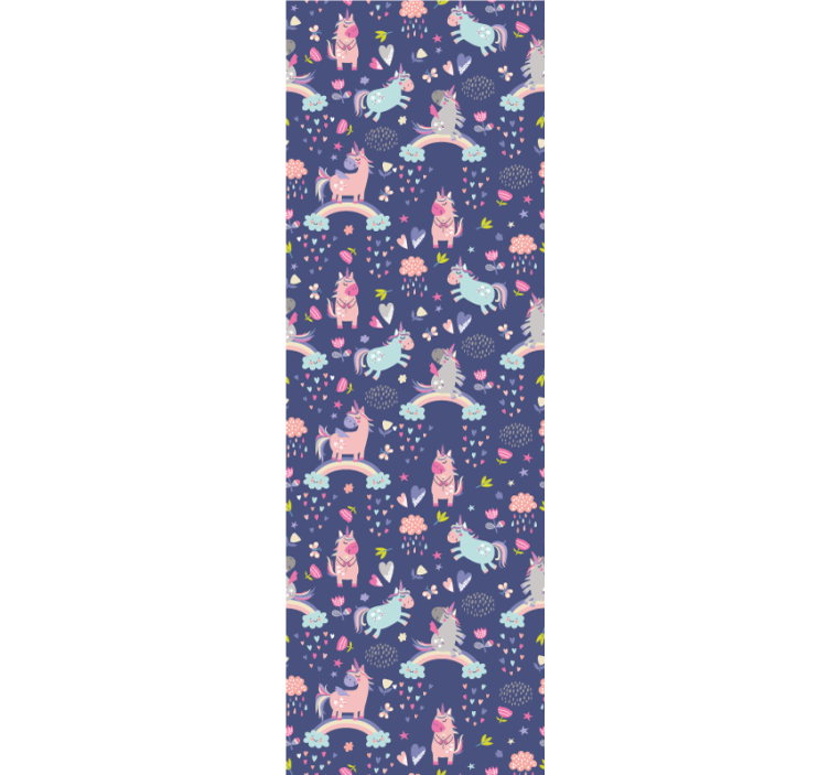 Cortina roller infantil unicornios coloridos con arcoíris - TenVinilo