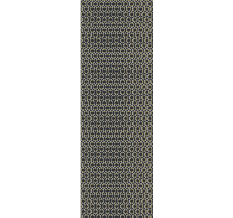 Cortina roller moderno patrón hexágonos dorados y grises - TenVinilo