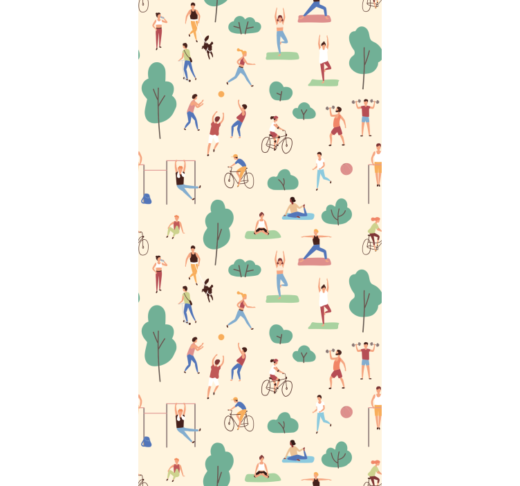 Cortina roller moderno personas practicando deportes - TenVinilo