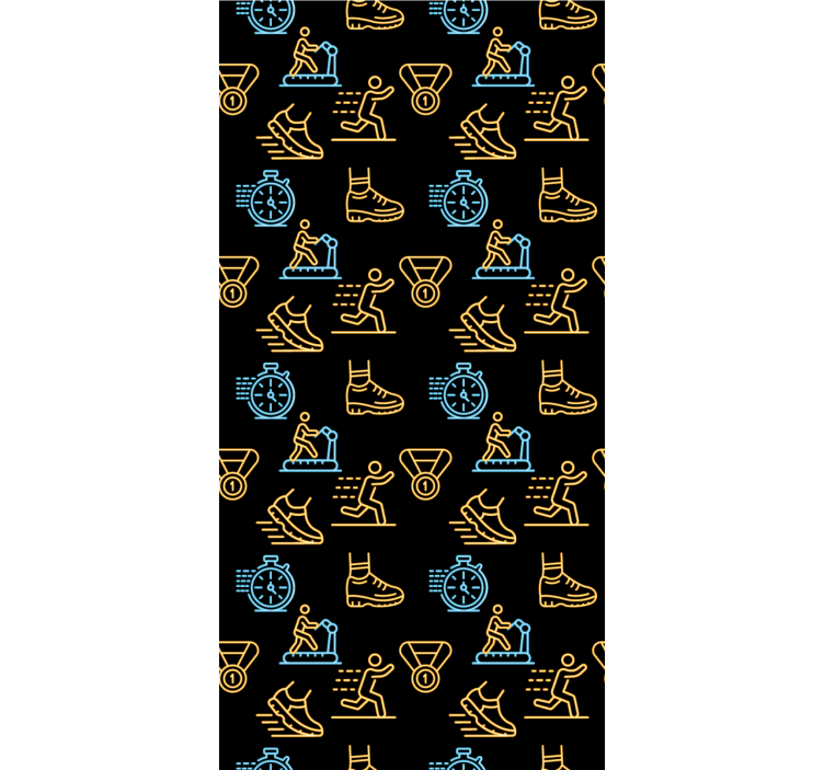 Cortina roller moderno iconos vectoriales en neón negro - TenVinilo