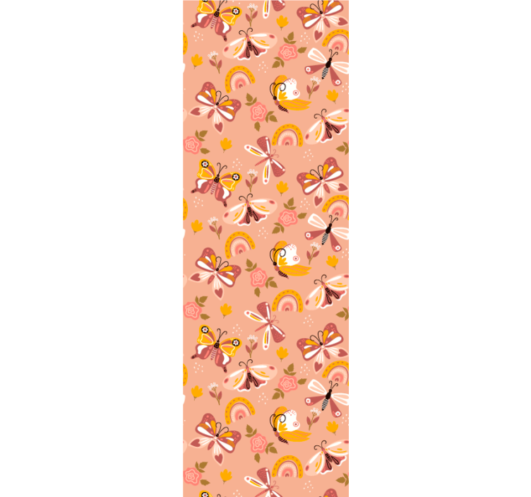 Cortina roller moderno patrón boho de mariposas y arcoíris - TenVinilo