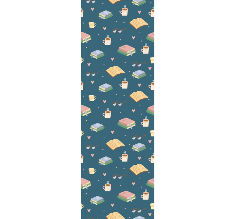 Cortina roller moderno té libros y café - TenVinilo