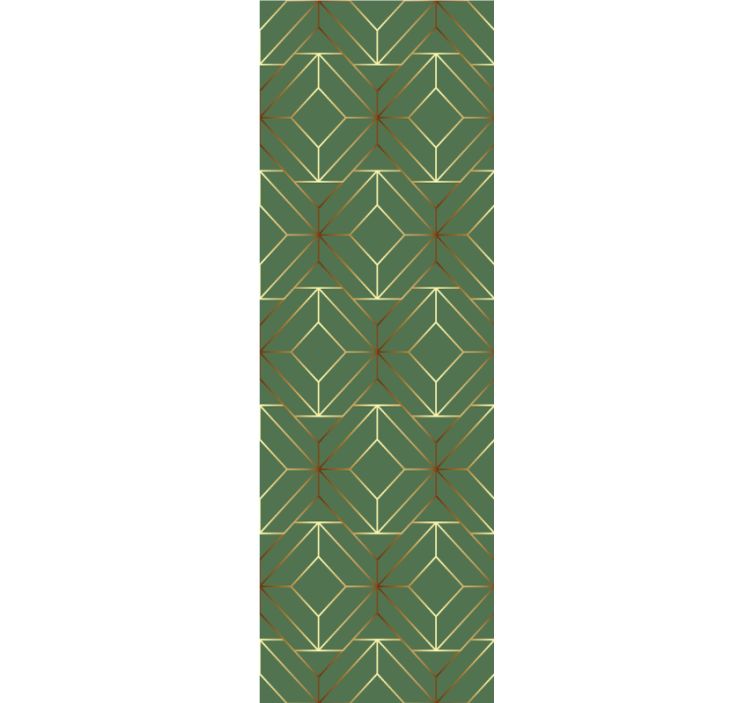 Cortina roller moderno cuadrados verdes metálicos con dorado - TenVinilo