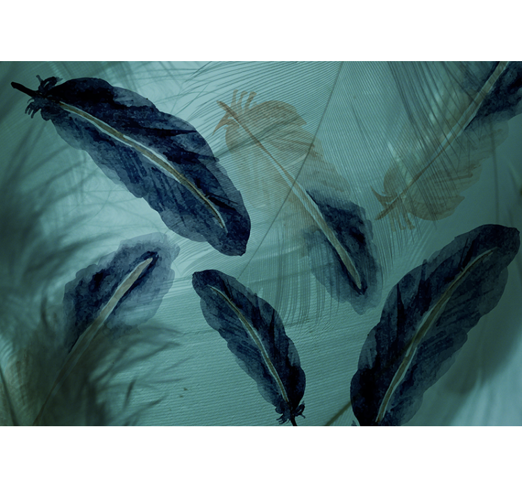 Cortina roller cocina línea de plumas acuareladas - TenVinilo