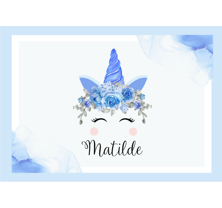 Cortina roller blanca ojos y cuernos de unicornio - TenVinilo