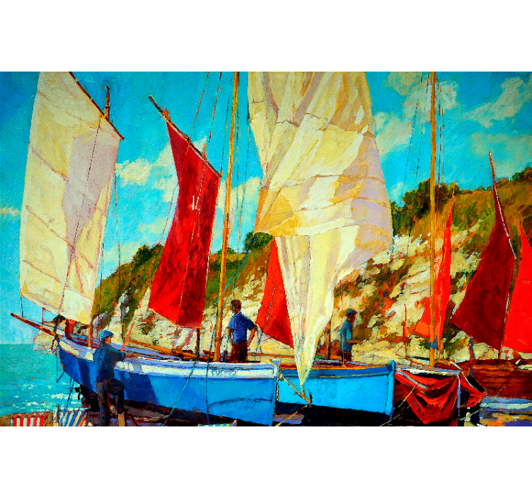 Cortina roller living comedor tres barcos en el agua - TenVinilo