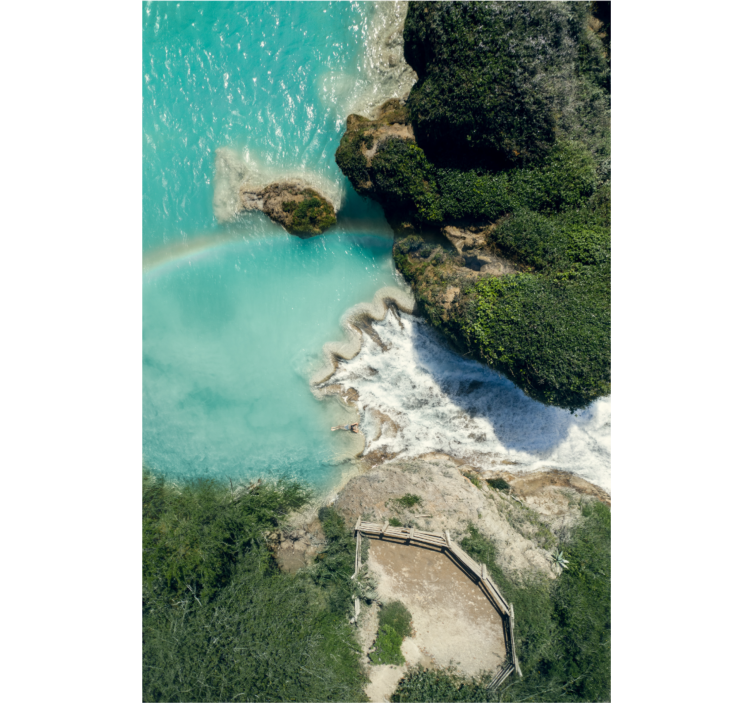 Cortina roller living comedor conexión de lago y mar - TenVinilo