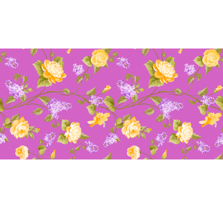 Cortina roller morada con patrón floral de flores - TenVinilo